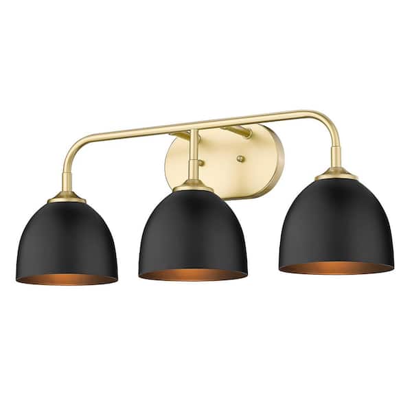 Golden Lighting Zoey 8 in. 3-Light Olympic Gold Vanity Light