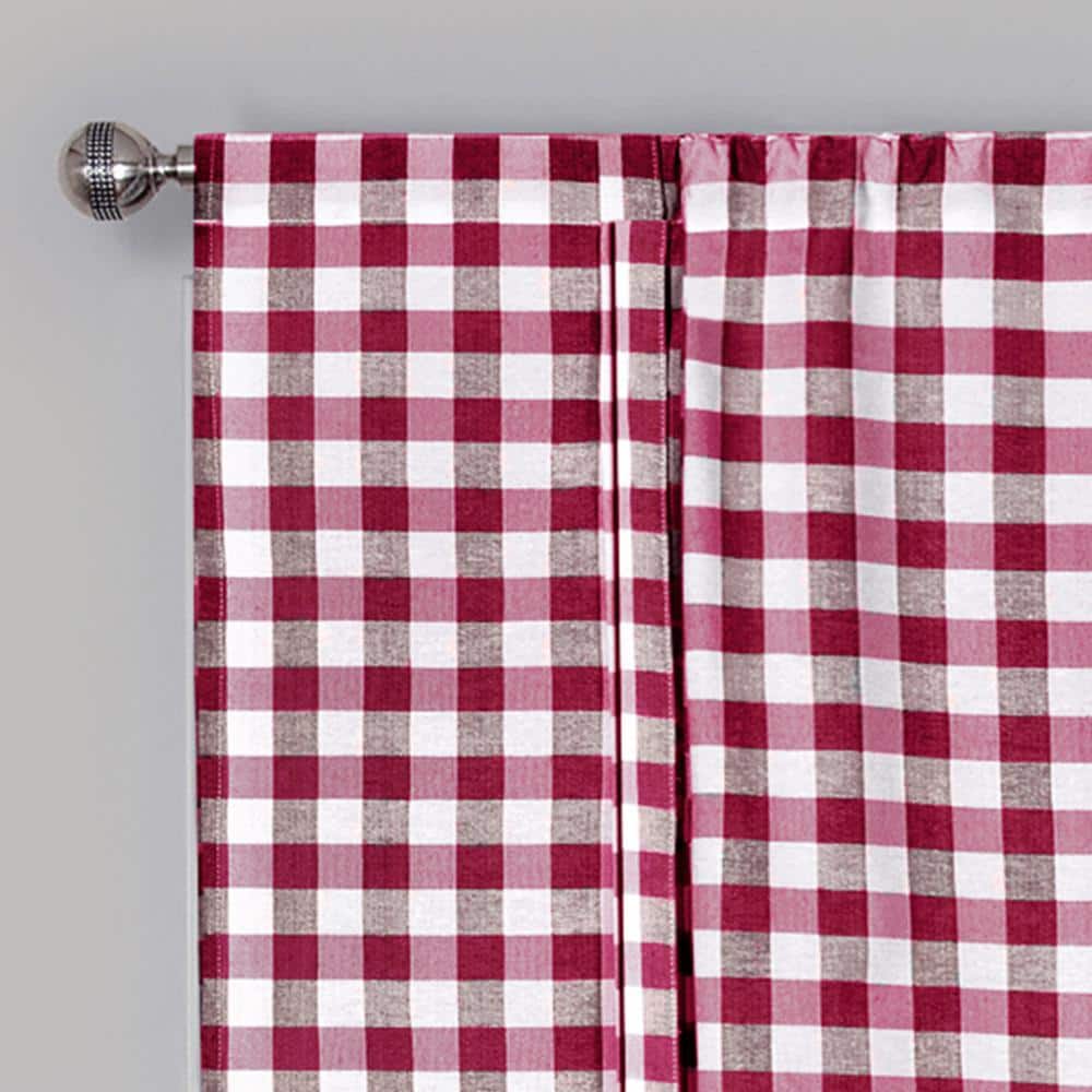 Burgundy and White Cotton Polyester Light Filtering Window Panel