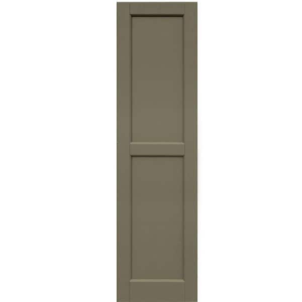 Winworks Wood Composite 15 in. x 56 in. Contemporary Flat Panel Shutters Pair #660 Weathered Shingle