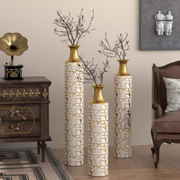Unbranded 24 in. 28 in. 34 in. H Metal Decorative Vase Floor Standing Vase Set of 3 for Home Decoration