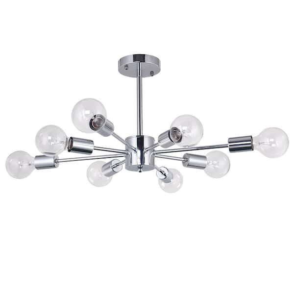 RRTYO Taraji 24.01 in. 8-Light Semi Chrome Semi-Flush Mount