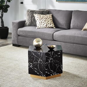 22.7 in. Black Hexagon Faux Marble Coffee Table