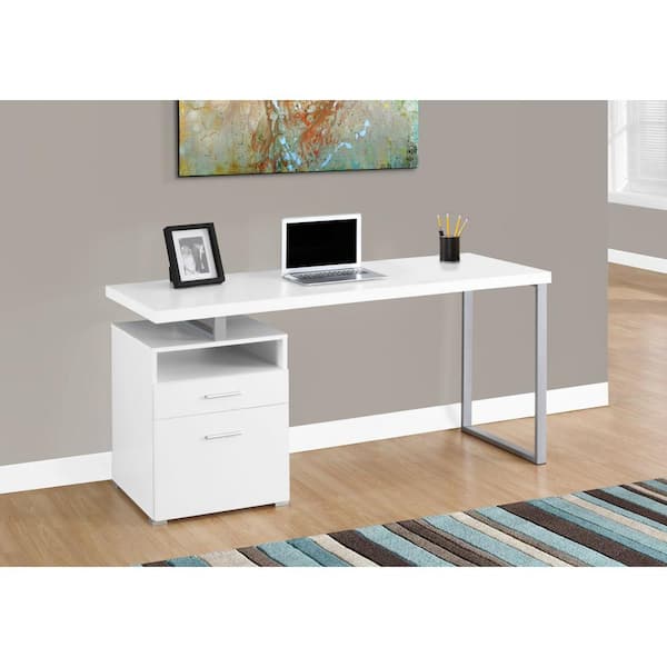 2 Drawer Computer Desk, White Office Desk With File Drawers