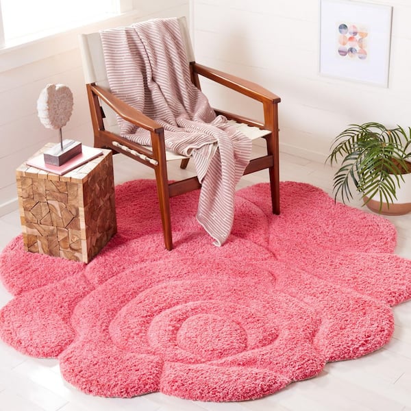 Novelty 6 ft. x 6 ft. Fuchsia/Pink Floral Specialty Area Rug