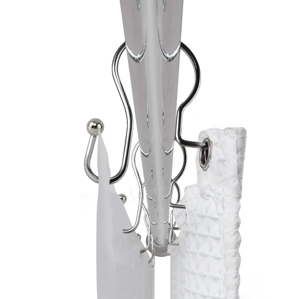 Chrome Double Shower Curtain Hooks with Crystal Design, Set of 12