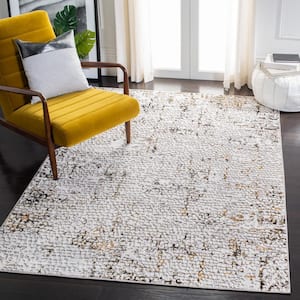 Amelia Gray/Gold 5 ft. x 8 ft. High-Low Distressed Area Rug