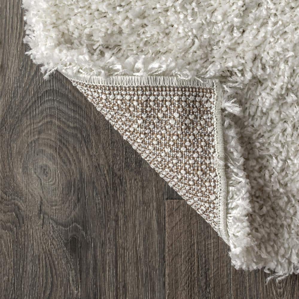 White 8' x 10' Synthetic Shag Area Rug