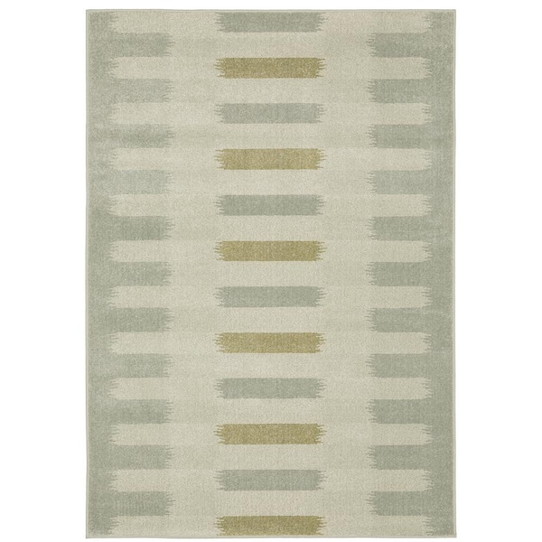 Brixworth Beige/Gray 7 ft. x 9 ft. Geometric Stripe Polypropylene Indoor Area Rug