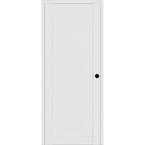 1 Panel Shaker 36 in. x 80 in. Left Hand Active Bianco Noble Wood DIY-Friendly Single Prehung Interior Door