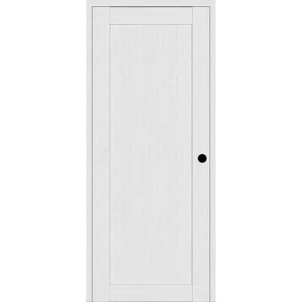 Belldinni 1-Panel Shaker 30 in. x 80 in. Left Hand Active Bianco Noble Wood DIY-Friendly Single Prehung Interior Door