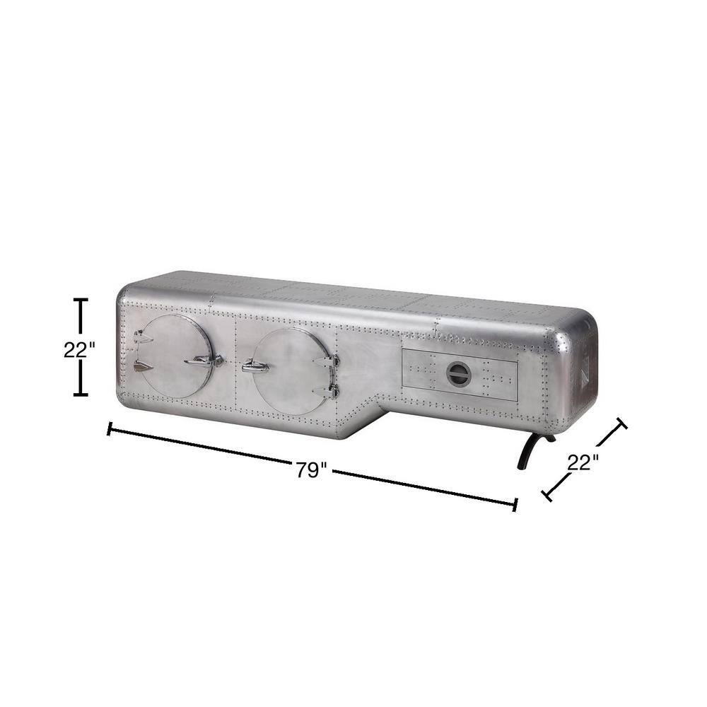 Brancaster 81'' Gray Aluminum Industrial TV Stand with Storage