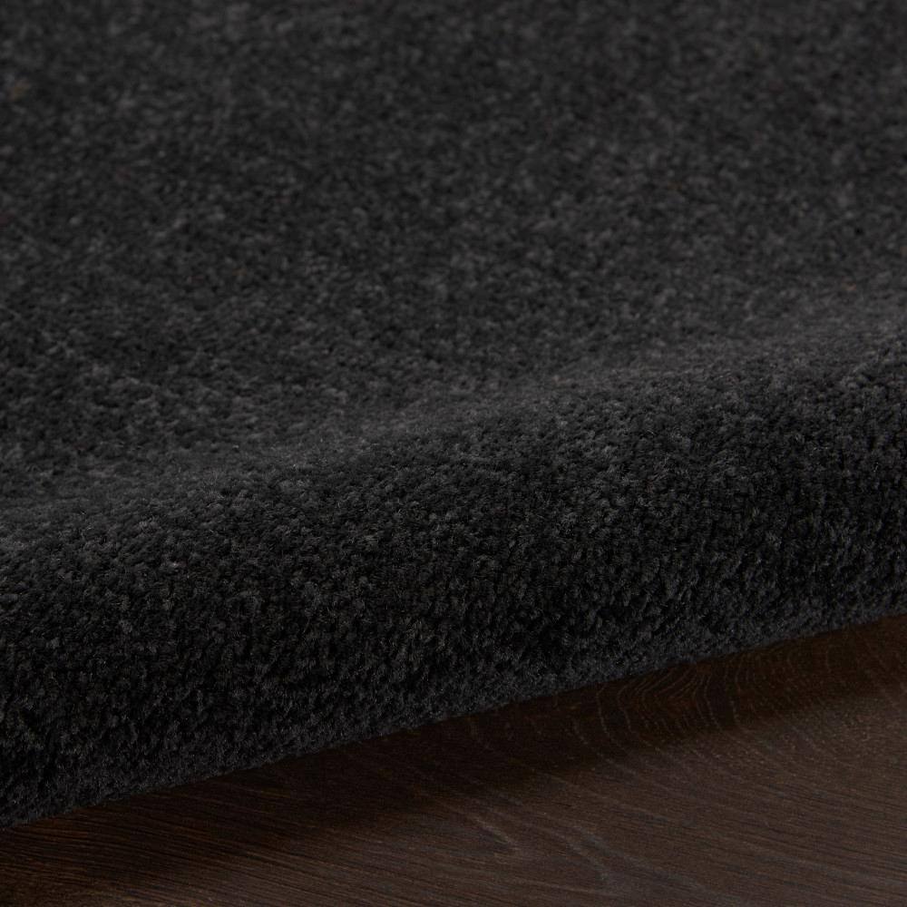 Black Solid Synthetic Runner Rug 2'2" x 7'6"