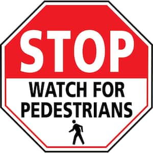 24 in. Stop Watch For Pedestrians Safety Floor Sign