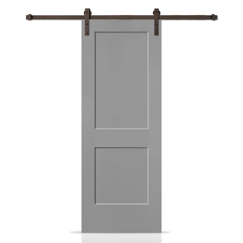 30 in. x 80 in. Light Gray Painted MDF Solid Core 2-Panel Shaker Interior Sliding Barn Door with Hardware Kit price history on PriceWatchPro