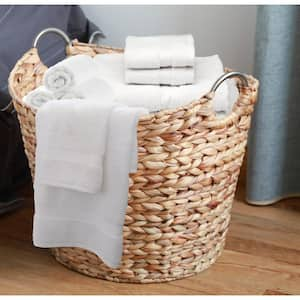 Large Round Water Hyacinth Wicker Laundry Basket