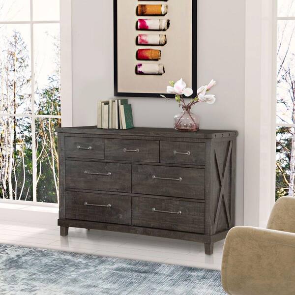 Benjara 62 in. Brown 7Drawer Wooden Dresser Without Mirror BM187783