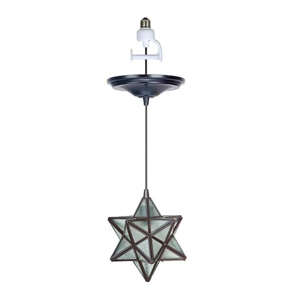 Worth Home Products Instant Pendant 1-Light Recessed Light Conversion Kit Brushed Bronze Moravian Star Shade