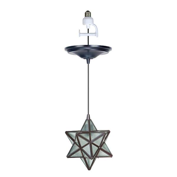 Worth Home Products Instant Pendant 1-Light Recessed Light Conversion Kit Brushed Bronze Moravian Star Shade
