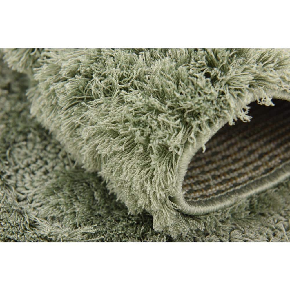 Green Floral Shag Synthetic Rectangular 4' x 6' Area Rug