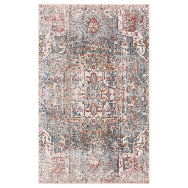 Vintage Persian 3 ft. x 4 ft. Charcoal/Olive Distressed Ornate Area Rug