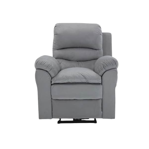HomeRoots Caroline Grey Microfiber Remote Control Recliner Chair