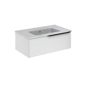 Mio 32 in. W x 18 in. D x 12 in. H. Bath Vanity 1-Drawer in Matt White with White Vanity Top with White Basin