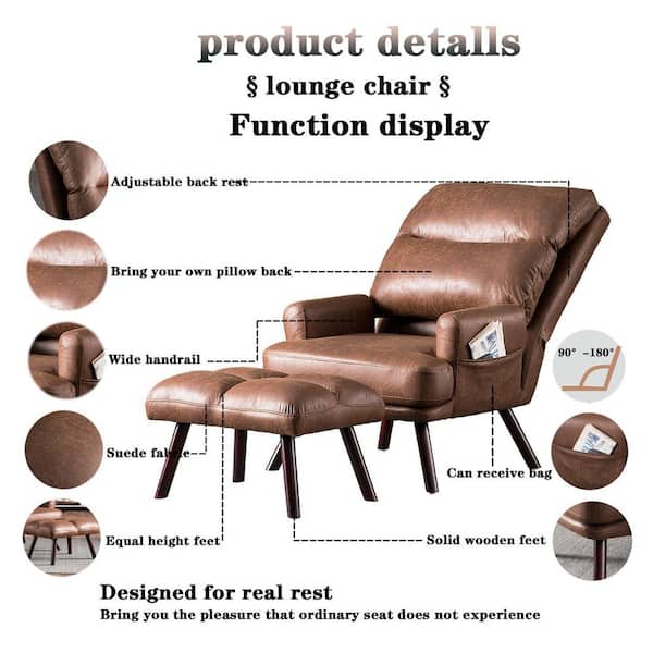Ottomanson Recliner Chair for Adults, Brown, Easy Assembly, Living Room  Chairs, Manual Recliner with Cupholders and Back Support PRD-RC-12 - The  Home Depot