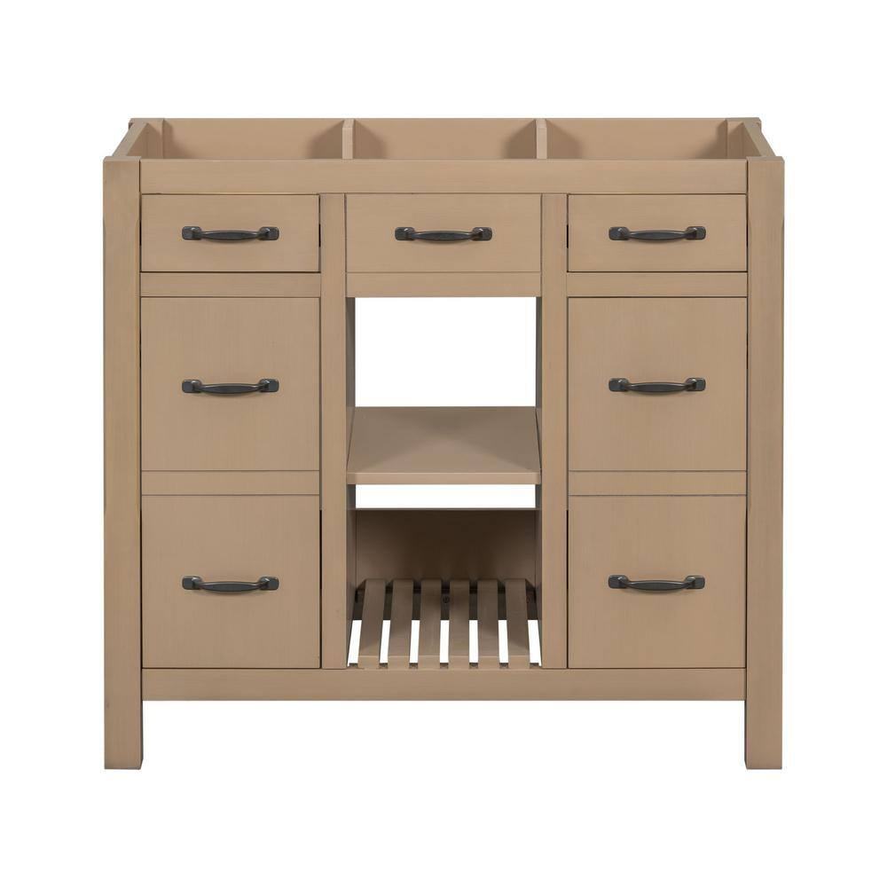 36 in. W x 18 in. D x 33 in. H Bath Vanity Cabinet without Top in Brown wit