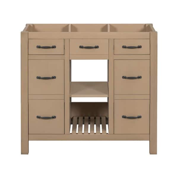 EPOWP 36 in. W x 18 in. D x 33 in. H Bath Vanity Cabinet without Top in Brown with 2-Drawers and 2-Door Storage Cabinet