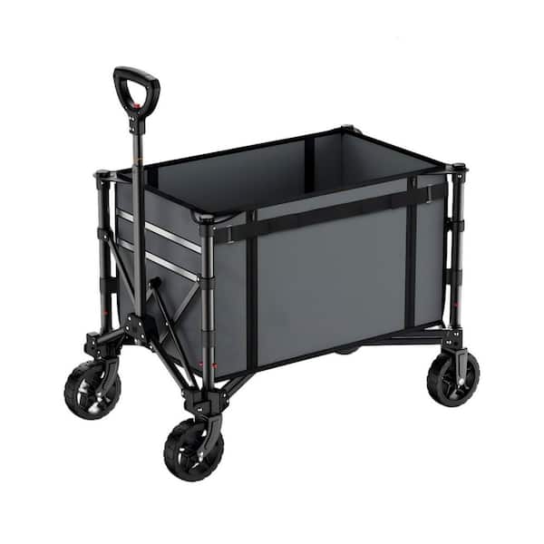 4.2 cu. ft. 3 in 1 Carbon Steel Garden Cart with Wheels, 220 lb. Foldable Cart for Garden, Camping and Sport, Grey