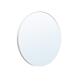 36 in. W x 36 in. H Round Aluminum Framed Wall Bathroom Vanity Mirror in White