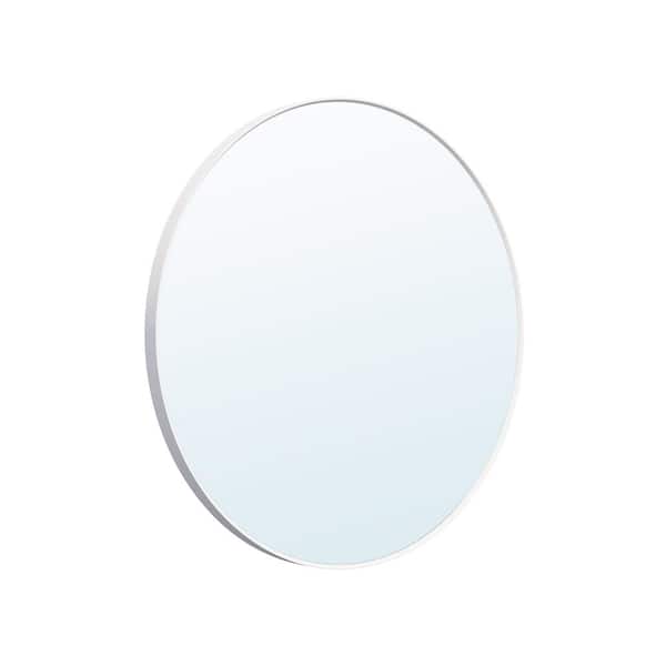 36 in. W x 36 in. H Round Aluminum Framed Wall Bathroom Vanity Mirror in White