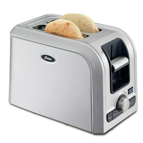 Oster 2-Slice Brushed Stainless Steel Wide Slot Toaster with Built-In Timer