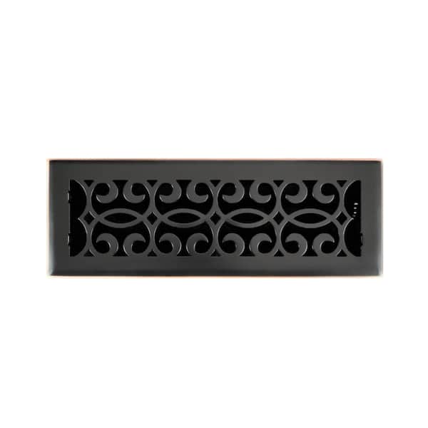 Hampton Bay Classic Scroll 4 in. x 14 in. Steel Floor Register in Oil Rubbed Bronze