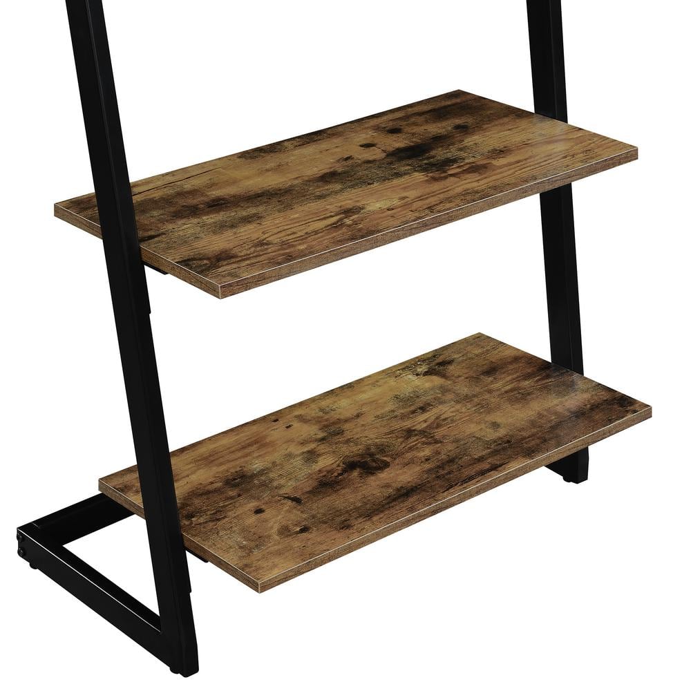 Barnwood and Black 4-Tier Ladder Bookshelf