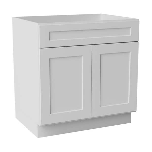 33 in. W x 24 in. D x 34.5 in. H Ready to Assemble Solid Wood Shaker Sink Base Kitchen Cabinet in White
