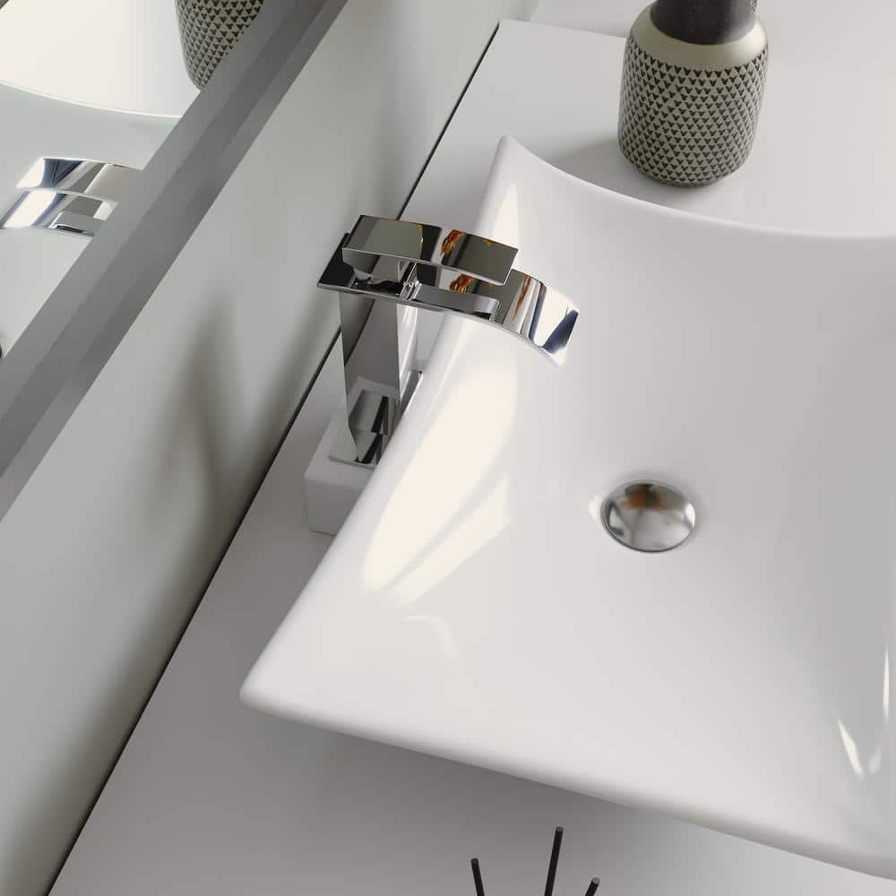 Prism White Ceramic Rectangular Above-Counter Vessel Sink