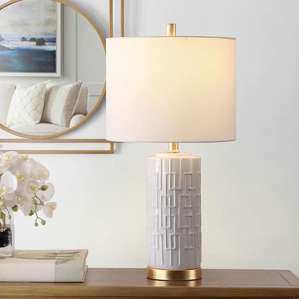 Pehonix 25 in. White Table Lamp with White Shade