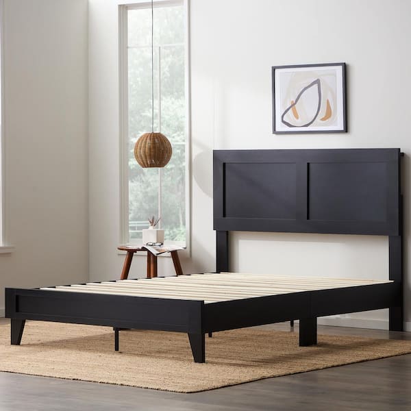 Full Double Framed Wood Platform Bed, Brookside Ivy Wood Platform Bed Frame With Upholstered Headboard King