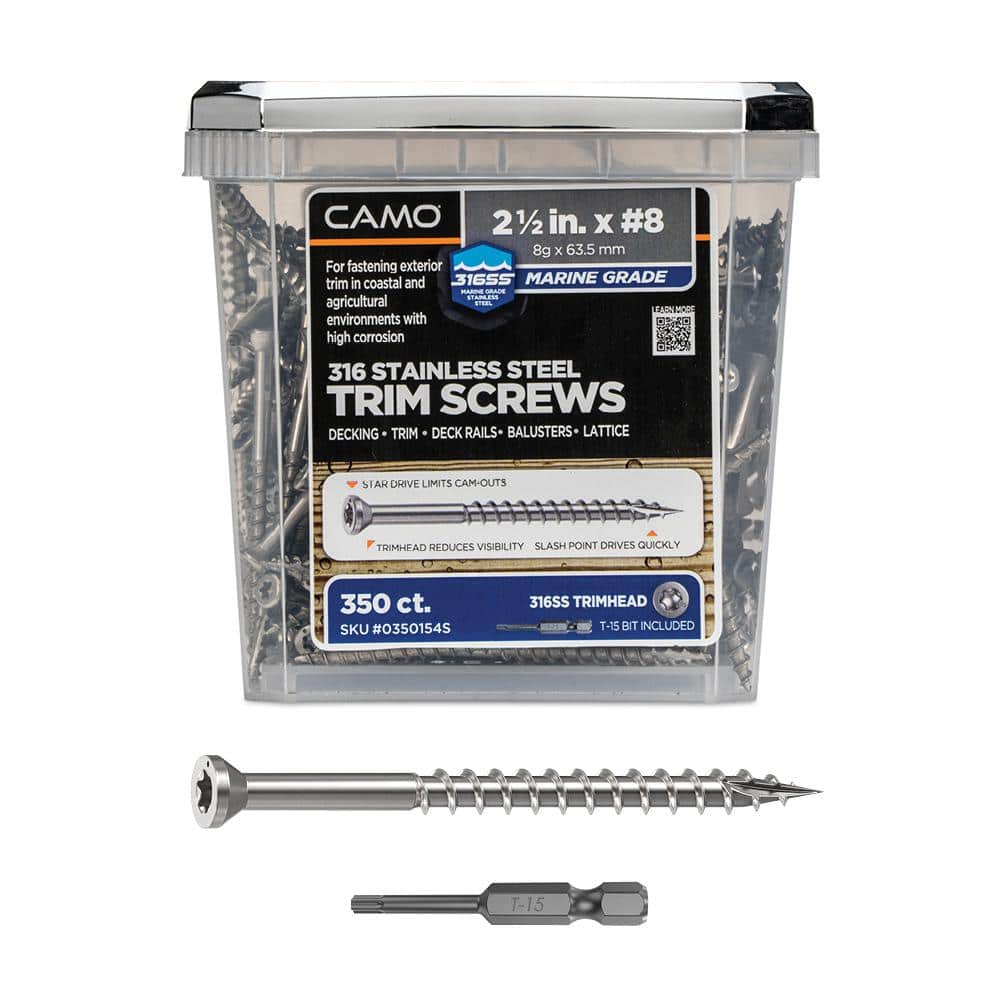 2-1/2 in. #8 316 Stainless Steel Premium Star Drive Trim Screws (350-Count) price history on PriceWatchPro