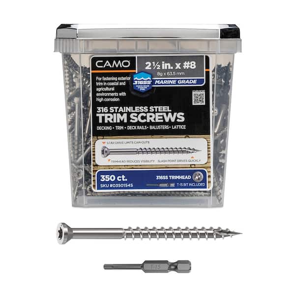 2-1/2 in. #8 316 Stainless Steel Premium Star Drive Trim Screws (350-Count)