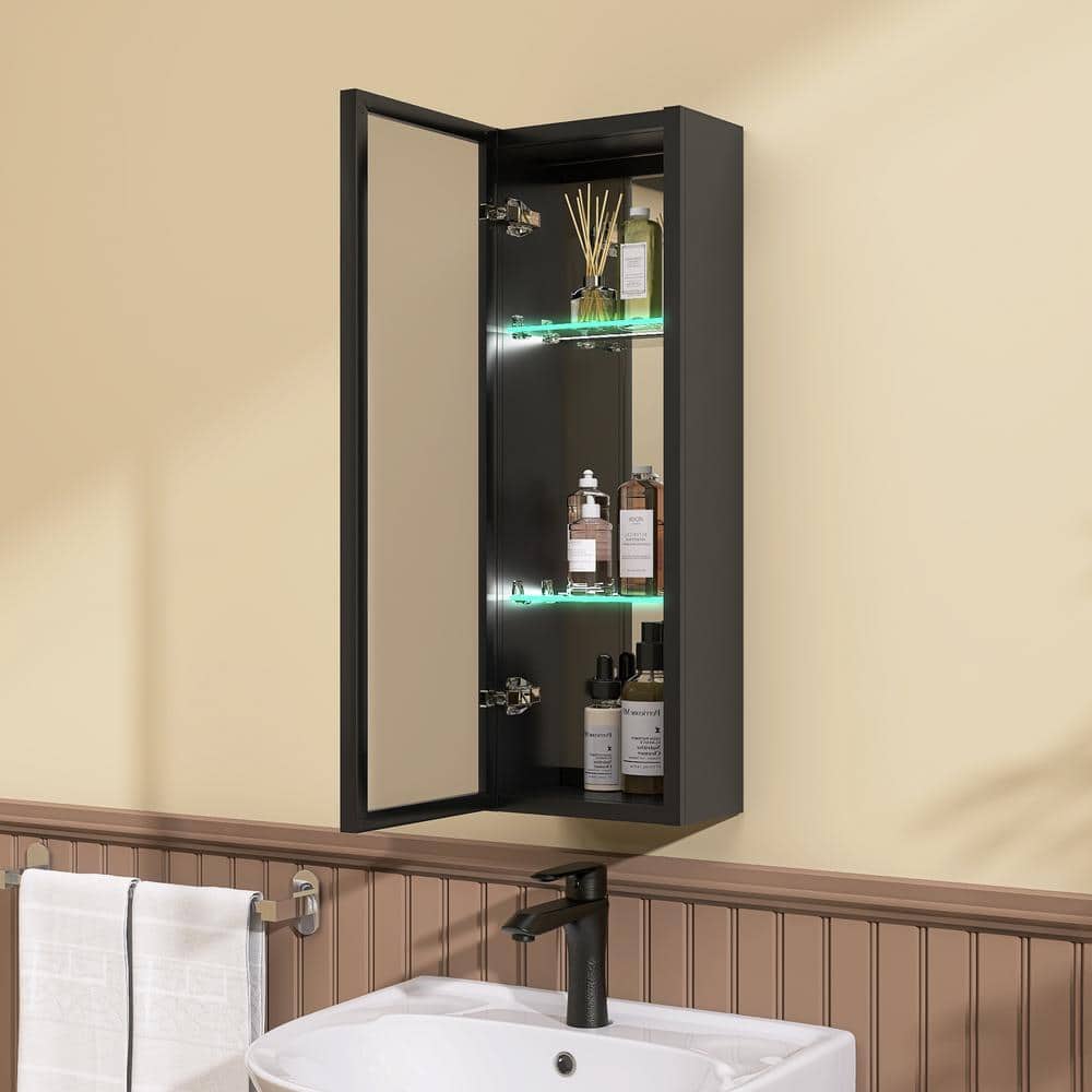 NTQ 10 in. W x 30 in. H Small Surface Mount Rectangular Black Aluminum ...