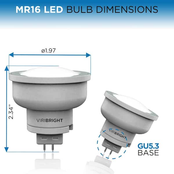 Netto Maan oppervlakte partij Viribright 35-Watt Equivalent (2,700K) MR16 Non-Dimmable GU5.3 Base Halogen  Replacement LED Light Bulb Warm White (6-Pack) 752147-6MC - The Home Depot
