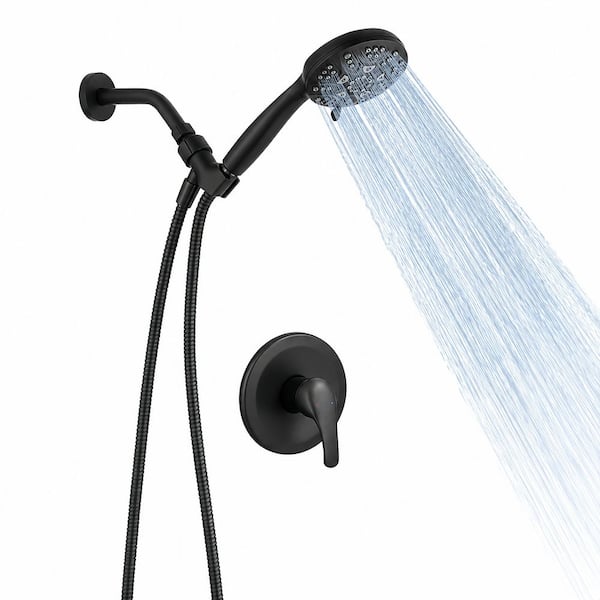 Single Handle 1-Spray Round Shower Faucet 2.5 GPM with Pressure Balance in Matte Black (Valve Included)