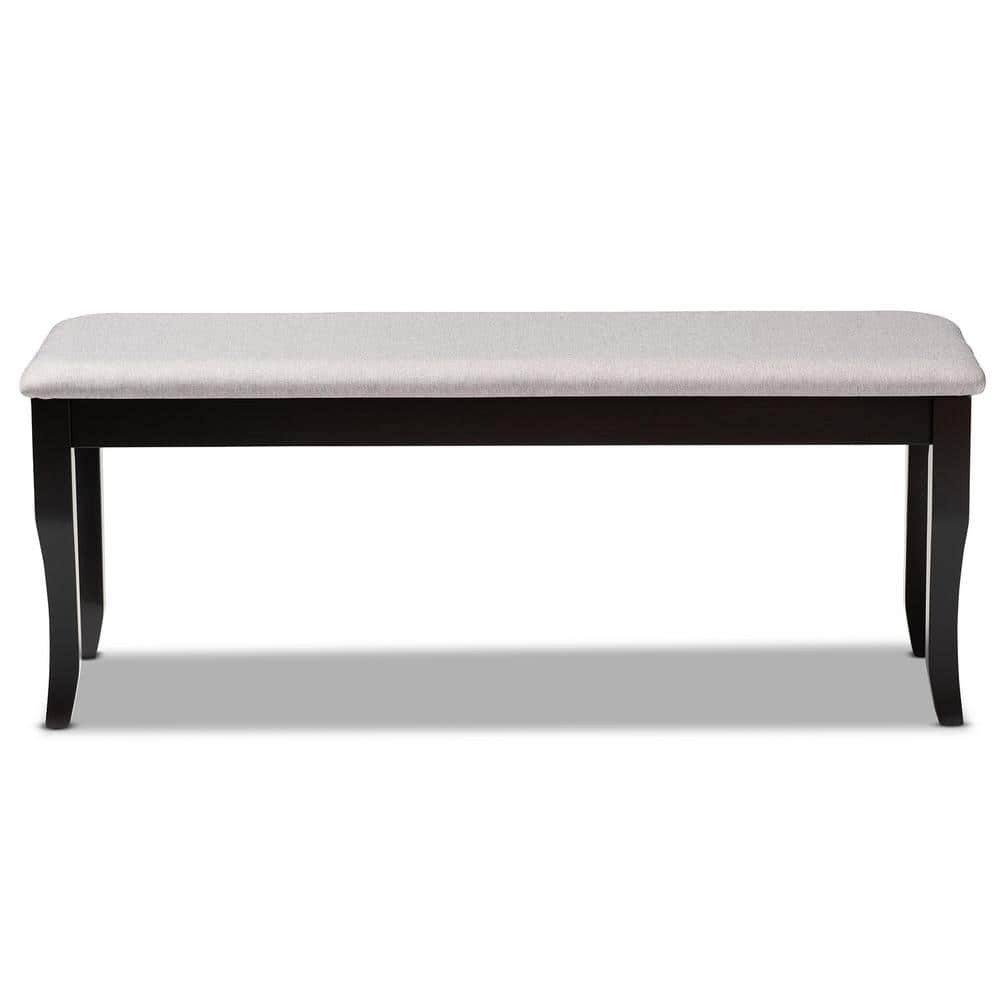 Cornelie Grey and Dark Brown Fabric Dining Bench