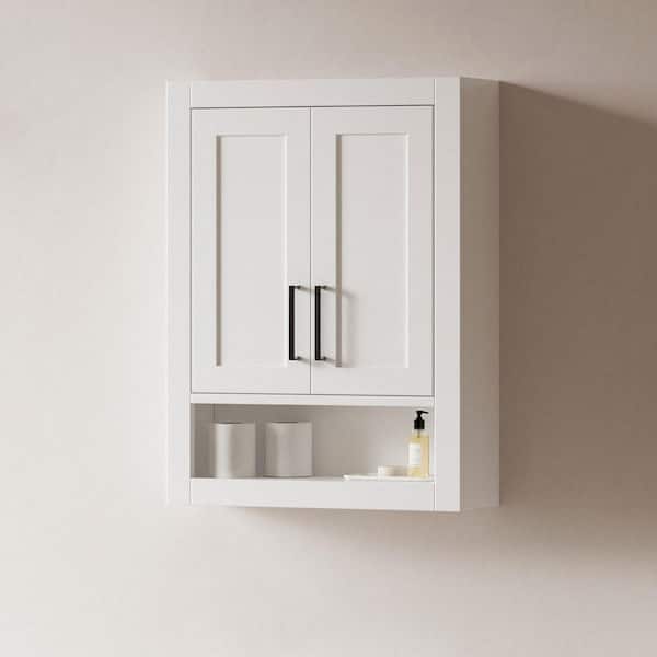 Hepburn 23 in. W x 8 in. D x 31 in. H Bathroom Storage Wall Cabinet with Open Shelf in White
