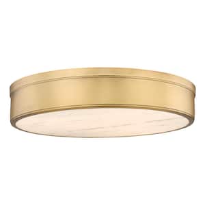 Anders 24-Watt 22 in. 3-Light Rubbed Brass Integrated LED Flush Mount Light with Parian Resin Shade