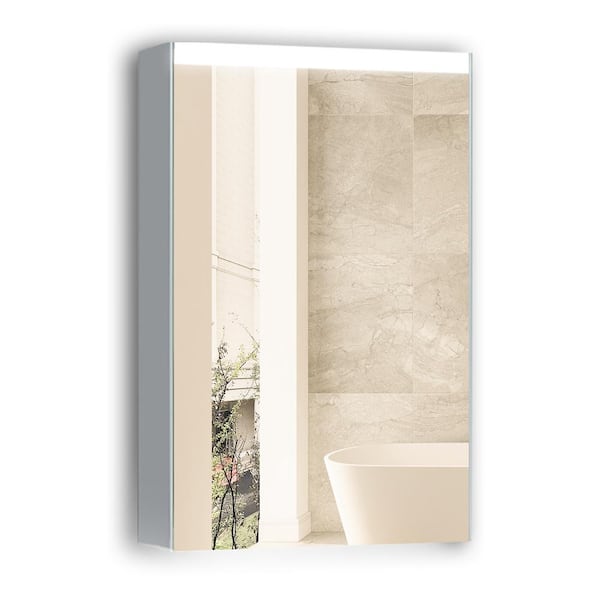 Unbranded 20 in. W x 30 in. H Large Rectangular Silver Aluminum Recessed or Surface Mount Medicine Cabinet with Mirror