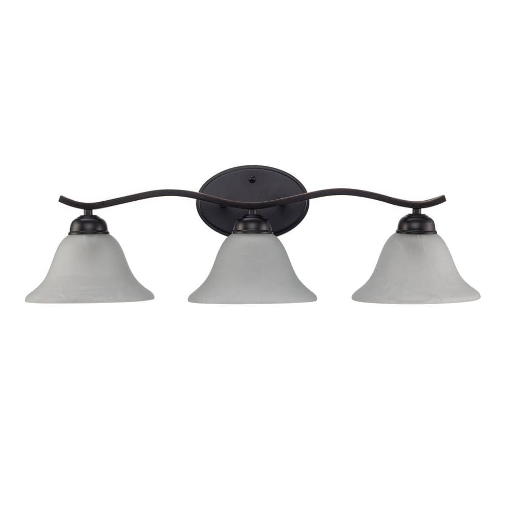 Hollyslope 26" Bronze Three-Light Vanity Bar with Marbleized Glass