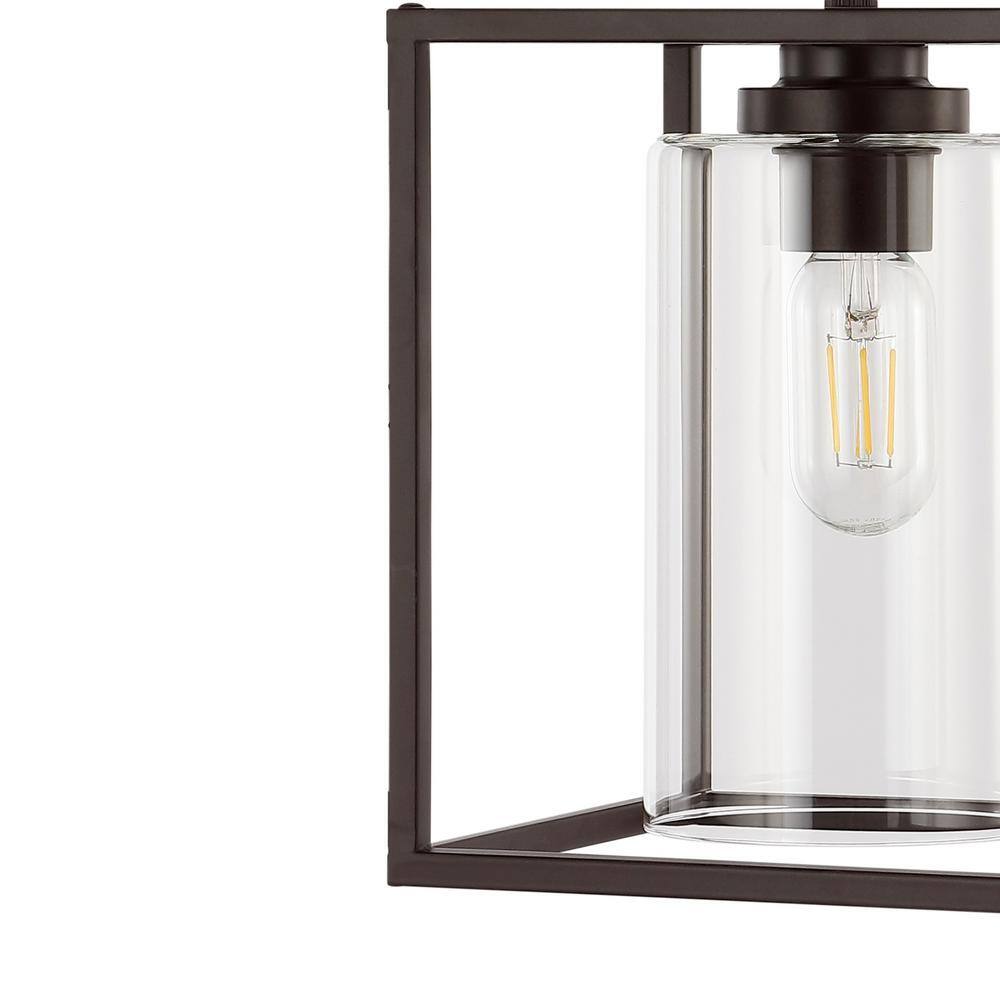 Quinn Industrial Rustic 8.13" Mini LED Pendant in Oil-Rubbed Bronze with Clear Glass